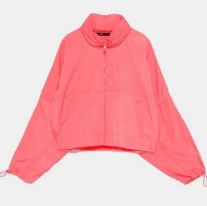 Zara neon pink coral cropped windbreaker